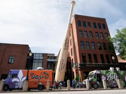 Stuph'd and Hele Rolls parked outside the Louisville Slugger Museum