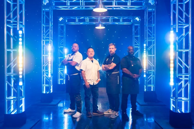 Contestants Kevin Lee, Jet Tila, Bryan Voltaggio, and Kenny Gilbert, as seen on Tournament of Champions, Season 7.