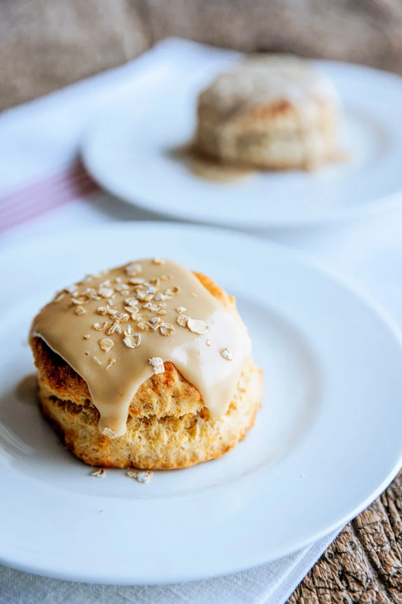 Close-up of Maple-Oatmeal Scones, as seen on Be My Guest with Ina Garten, Season 7