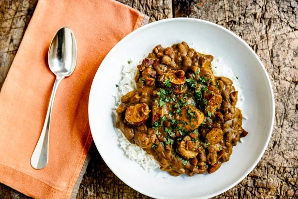 Close-up of Ma's Red Beans, as seen on Be My Guest with Ina Garten, Season 8
