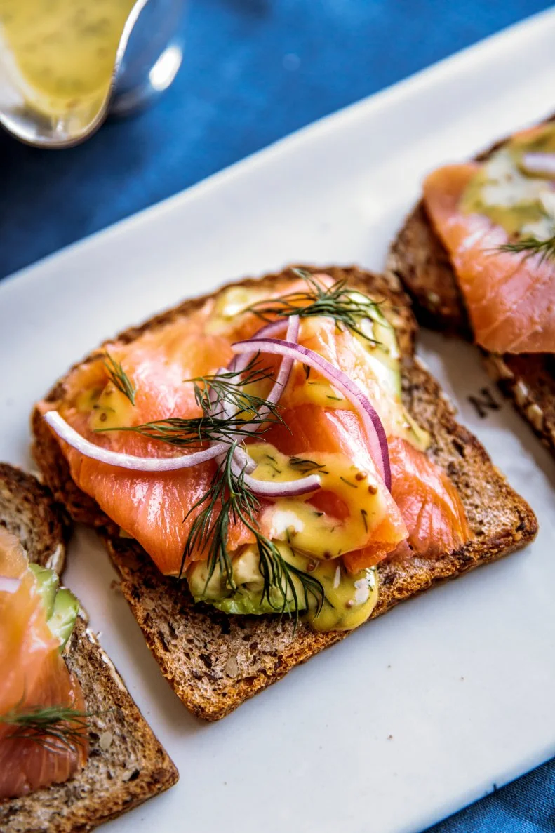 Close Up of Smoked Salmon Tartines, as seen on Be My Guest Season 9