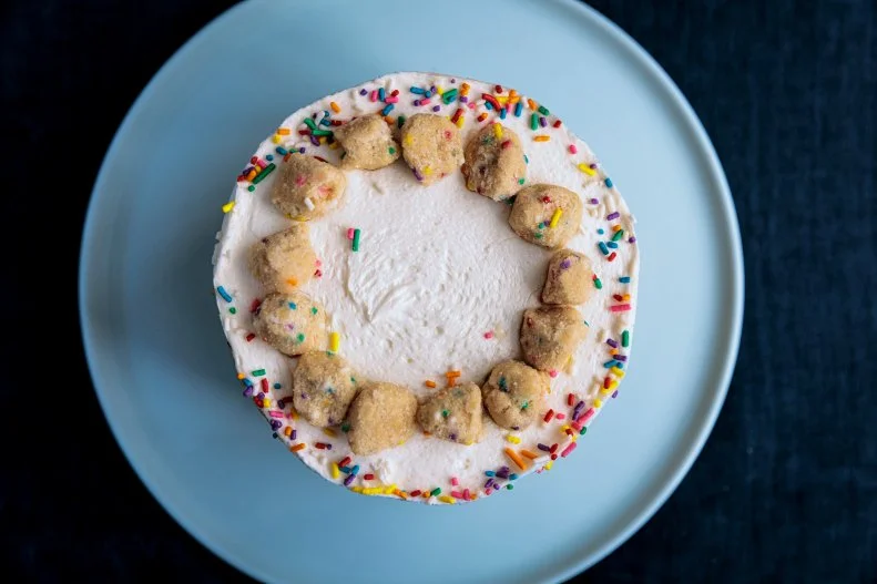 Close Up of Birthday Layer Cake, as seen on Be My Guest Season 9