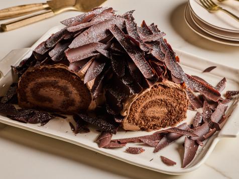 Chocolate Bark-Covered Yule Log