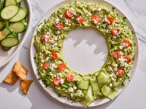 Festive Herbed Hummus Wreath