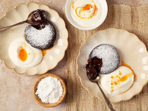 Chili Oil Lava Cakes with Sesame Whipped Cream