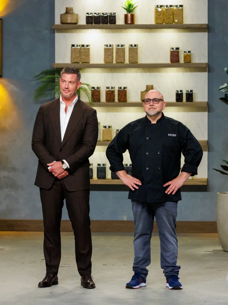 Host Jesse Palmer and Judge Duff Goldman in the kitchen, as seen on The Ultimate Baking Championship, Season 1.