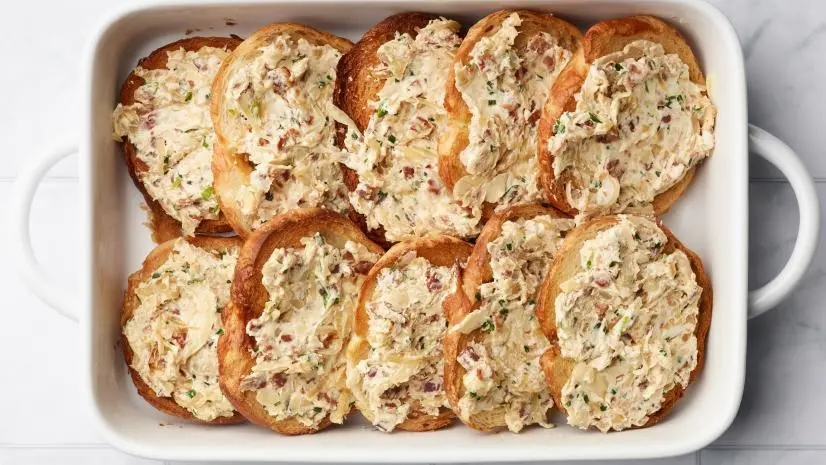 Food Network Kitchen’s Breakfast Croissant Casserole, as seen on Food Network.