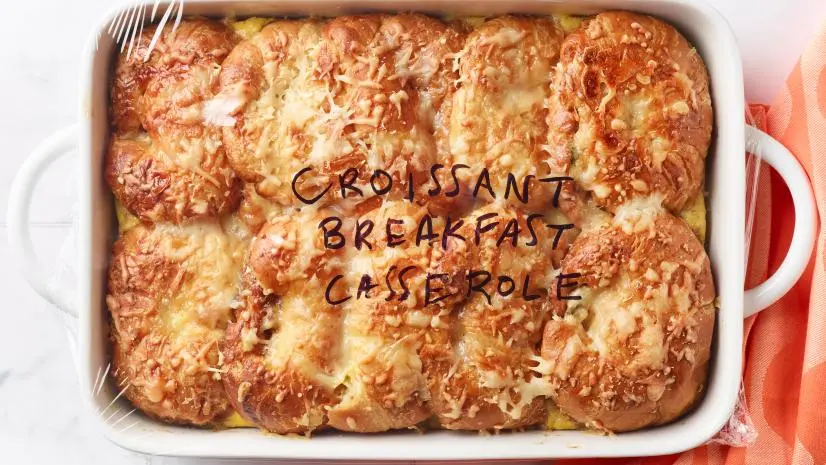 Food Network Kitchen’s Breakfast Croissant Casserole, as seen on Food Network.