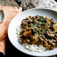 Close-up of Ma's Red Beans, as seen on Be My Guest with Ina Garten, Season 8