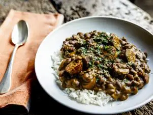 Close-up of Ma's Red Beans, as seen on Be My Guest with Ina Garten, Season 8
