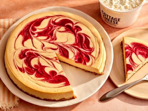 Healthy Raspberry Swirl Cottage Cheesecake