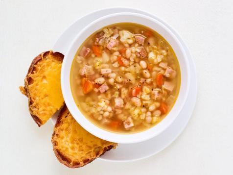 Ham and White Bean Soup with Cheese Toasts