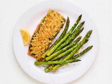 Salmon with Watercress Pesto and Roasted Asparagus