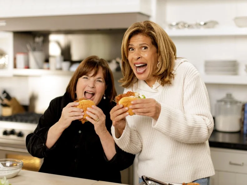 Ina Garten, Hoda Kotb and Fried Chicken Sandwiches, as seen on Be My Guest with Ina Garten, Season 8