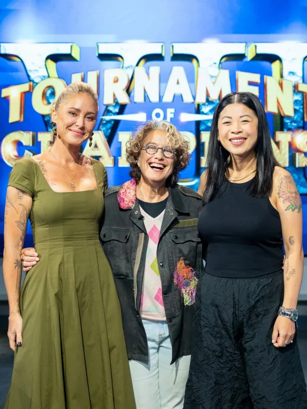 Judges Brooke Williamson, Mei Lin and Susan Feniger during judging, as seen on Tournament of Champions, Season 7.