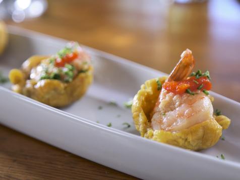 Tostones Rellenos with Garlic Shrimp