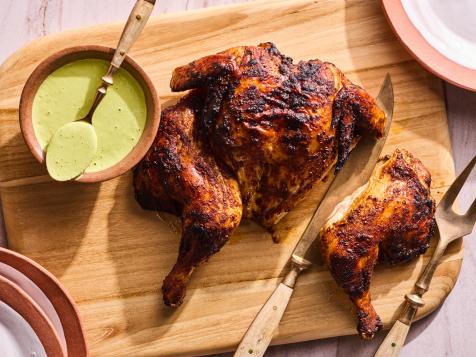 Grilled Spatchcocked Peruvian Chicken with Aji Verde Sauce