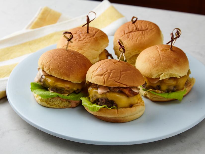 Chris Santos's Food Network Kitchen's Sexy Sliders with Fancy Sauce and Cola Onions as seen on Food Network