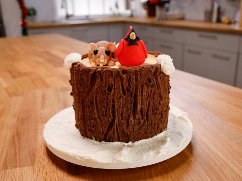 Winter Tree Stump Cake