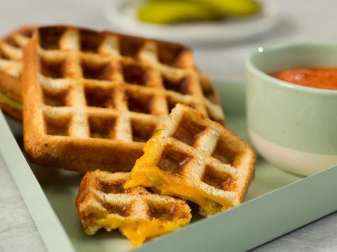 Waffled Grilled Cheese and Tomato Soup