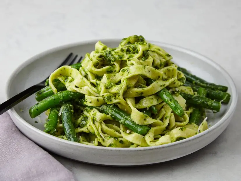 Linguine with SpinachBasil Pesto Recipe James Briscione Food Network
