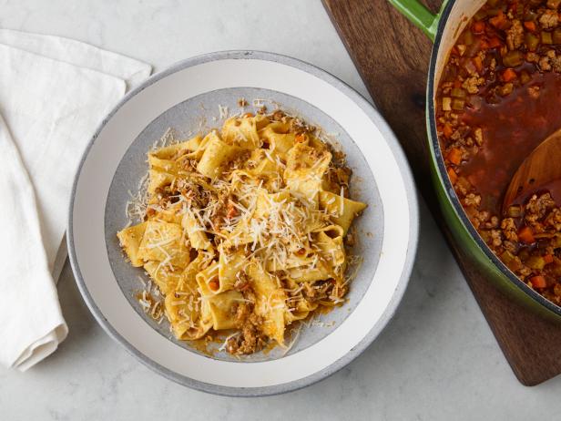Pappardelle with Bolognese Sauce Recipe | James Briscione | Food Network