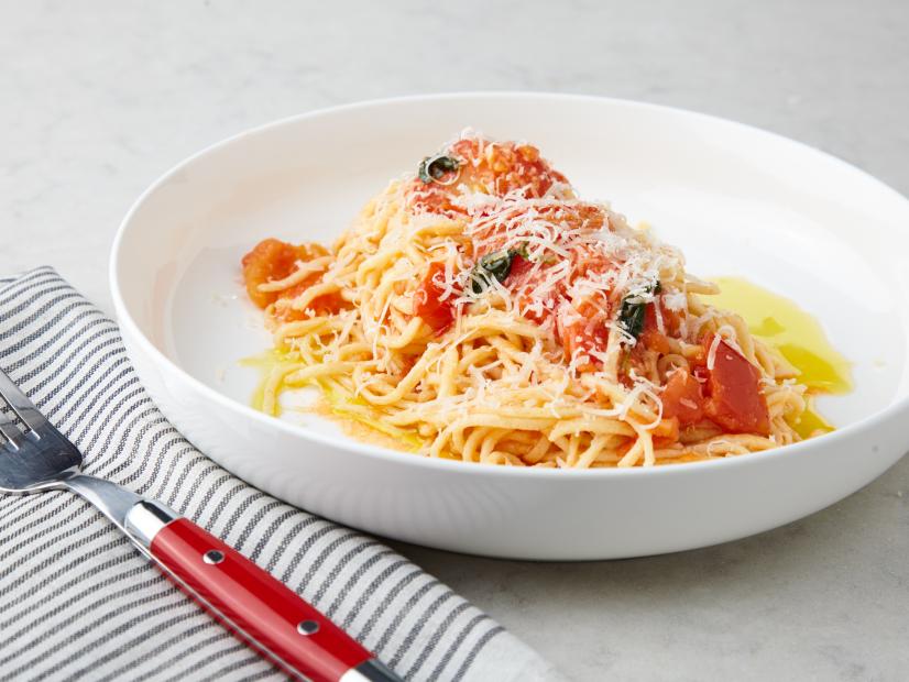 James Briscione's Food Network Kitchen's Hand Cut Spaghetti Pomodoro as seen on Food Network