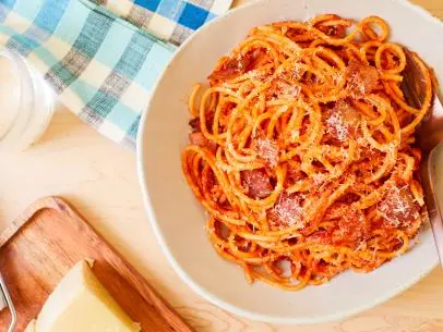 Scott Conant's Amatriciana Pasta, as seen on Food Network Kitchen.