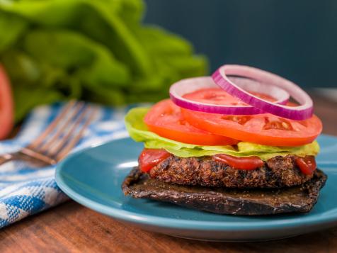 Black Bean Burger with Mushroom Bun