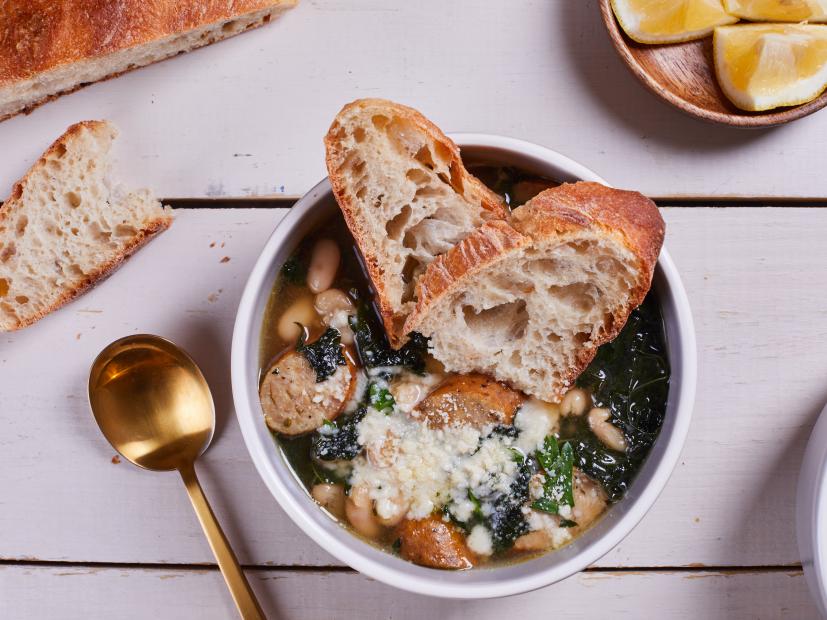 Beverly Weidner's Kale Cannellini Bean and Chicken Sausage Soup, as seen on Food Network Kitchen.