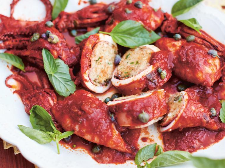 Stuffed Braised Squid Recipe | Jamie Oliver | Food Network
