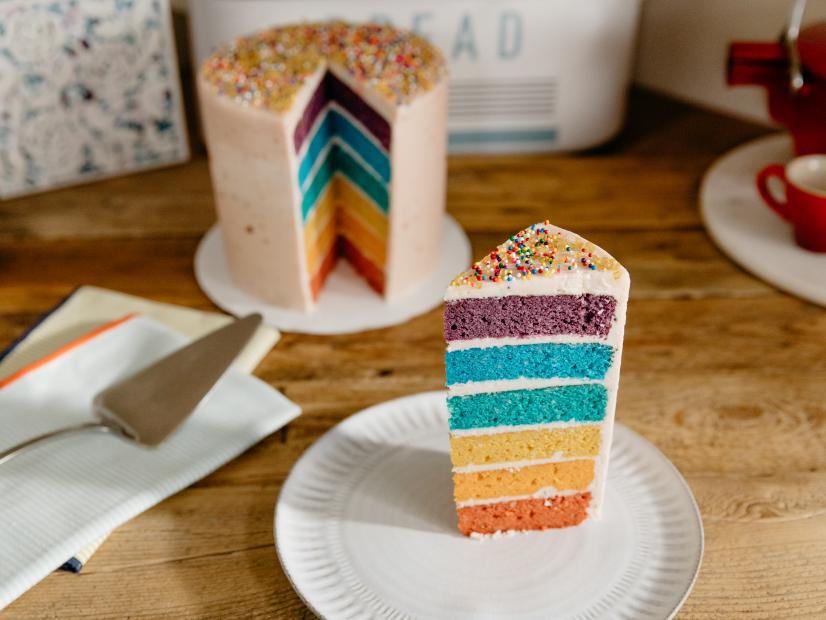 Molly Yeh's Rainbow Layer Cake, as seen on Girl Meets Farm, Season 4.