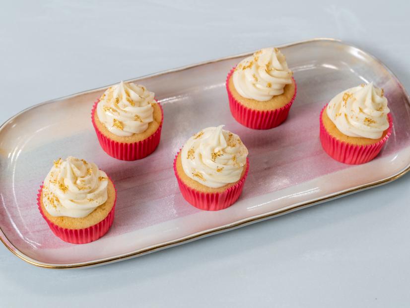 Cupcakes with Vanilla Buttercream and Edible Gold, as seen on Food Network Kitchen Live.