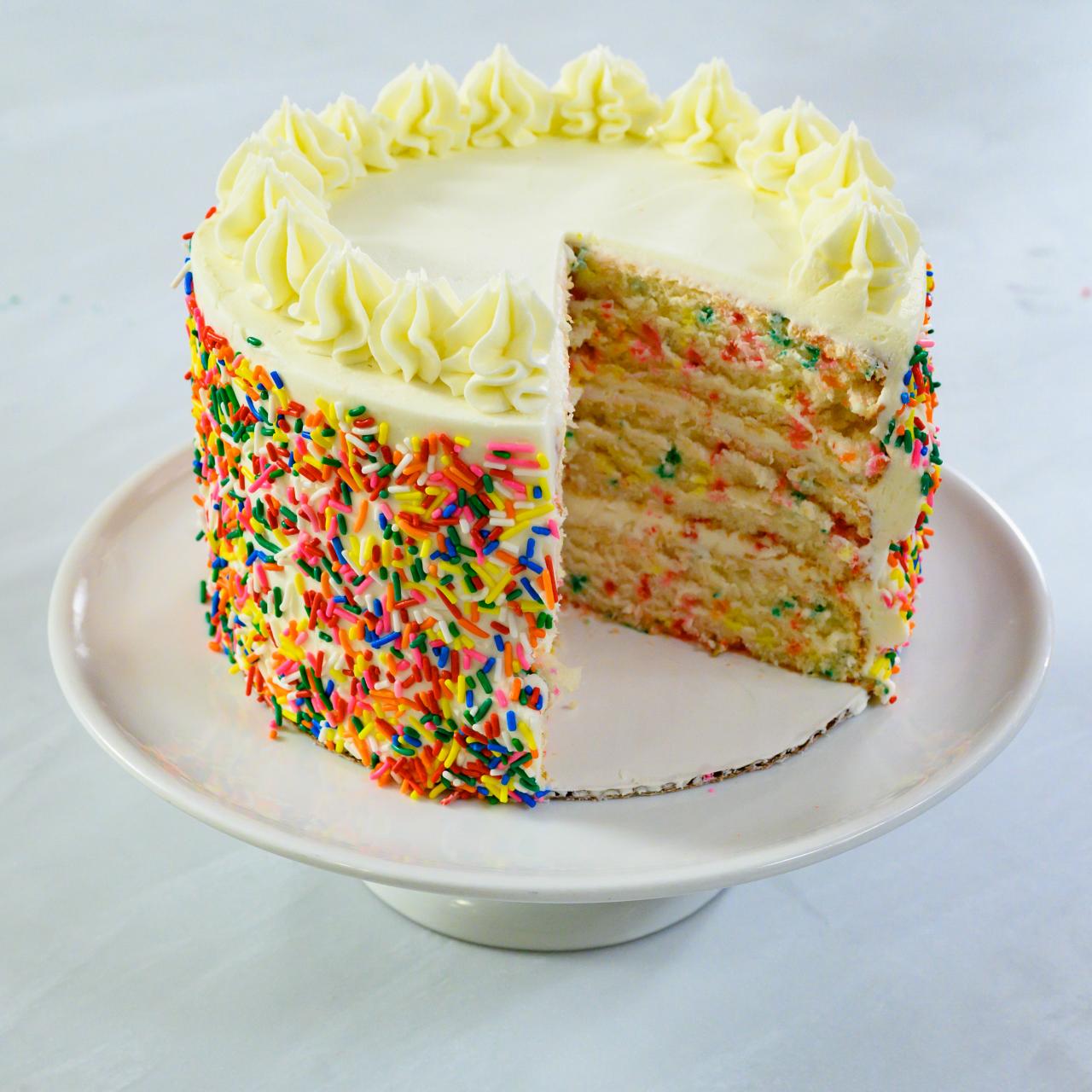 Rainbow Sprinkle Confetti Cake with Vanilla Buttercream Recipe, Chelsey  White