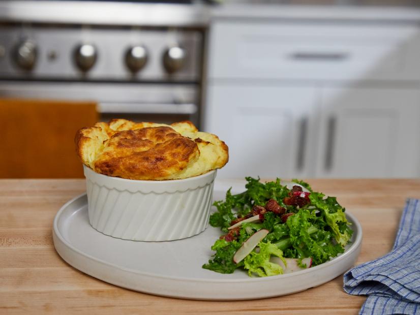 Marc Murphy Gruyere Souffle with a Frisee Salad, as seen on Food Network Kitchen.