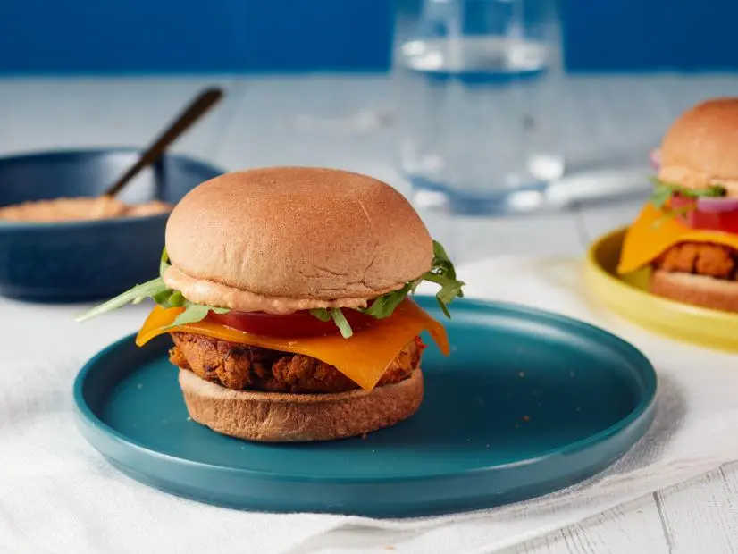 Jackie Newgent's Roasted Winter Veggie Burgers, as seen on Food Network Kitchen.
