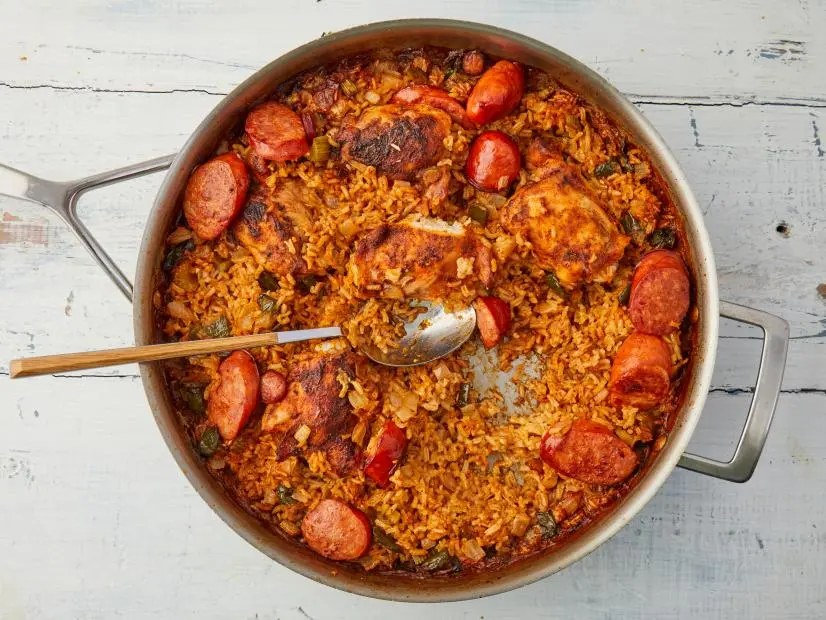 Virginia Willis Weeknight Chicken & Andouille Jambalaya, as seen on Food Network Kitchen.