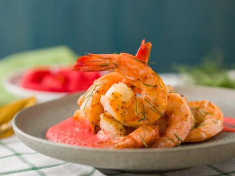 Grilled Prawns with Cheese Puff Sauce