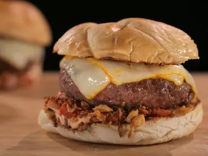 Aaron May Ropa Vieja Burger, as seen on Food Network Kitchen Live.