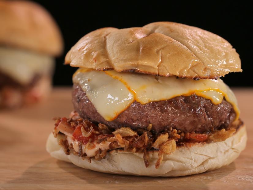 Aaron May Ropa Vieja Burger, as seen on Food Network Kitchen Live.
