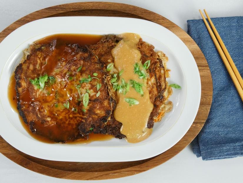 Egg Foo Yung (Pork and Shrimp Omelets), as seen on Food Network Kitchen Live.