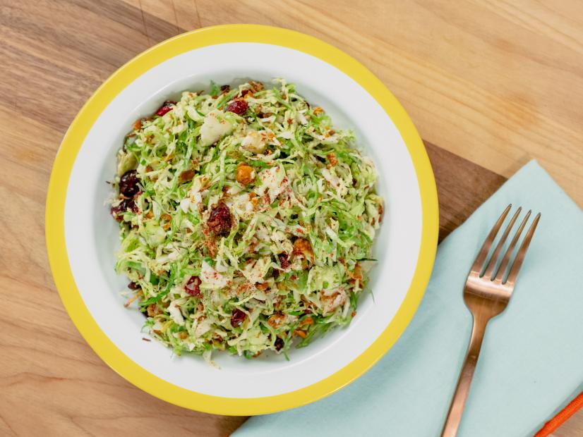 Elena Besser features Crispy Shaved Brussels Sprouts Salad, as seen on Food Network Kitchen Live.