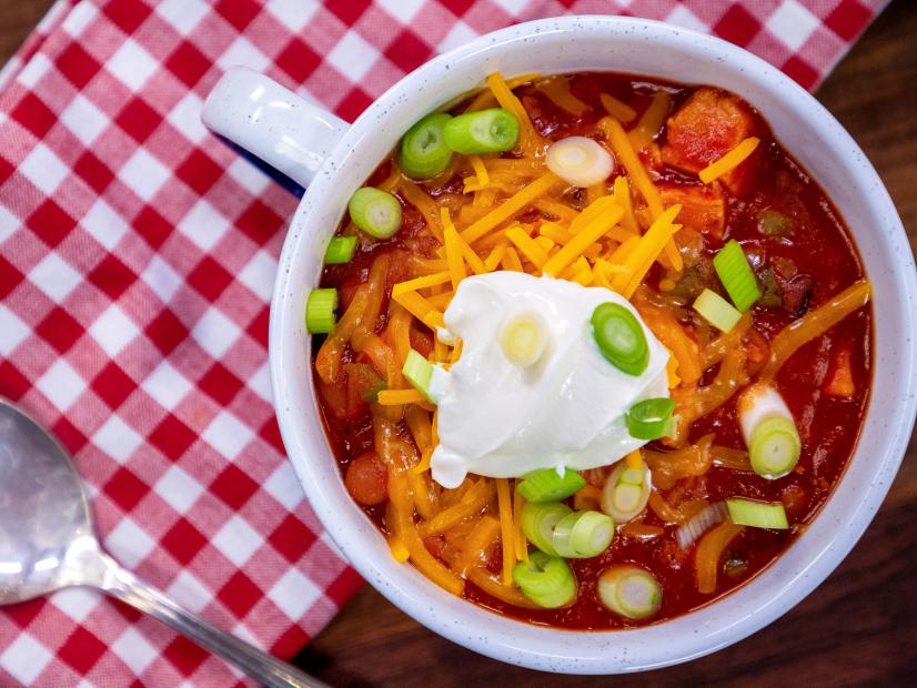 30-minute Leftover Turkey Chili beauty, as seen on Food Network Kitchen Live.