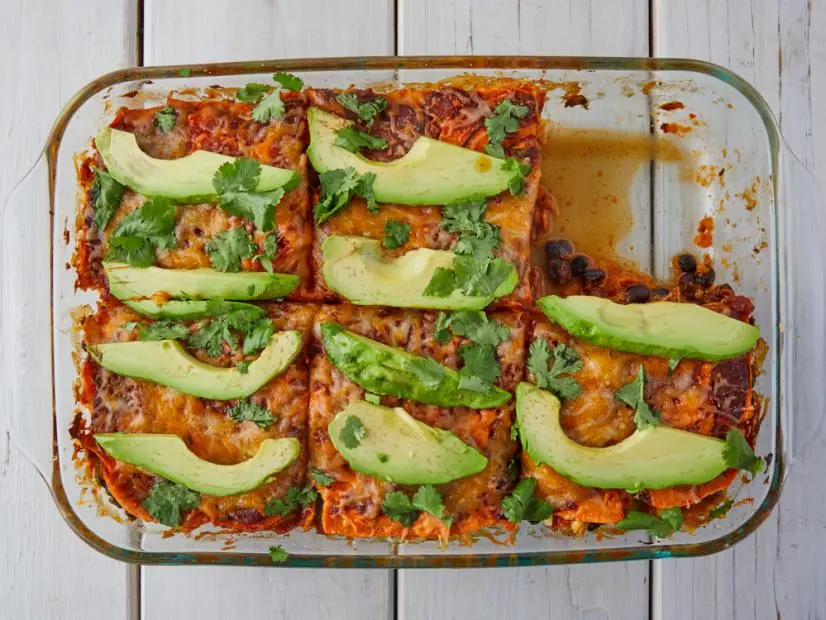 Ali Maffucci Chicken and Sweet Potato Enchilada Casserole, as seen on Food Network Kitchen.