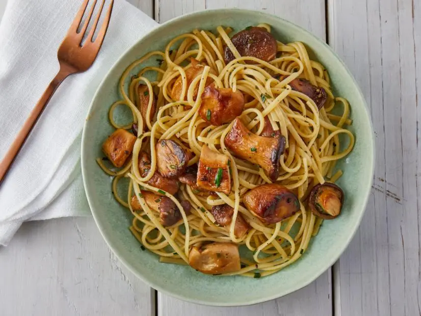 Lindsay Maitland Hunt Linguine With Trumpet Mushroom Scallops, as seen on Food Network Kitchen.