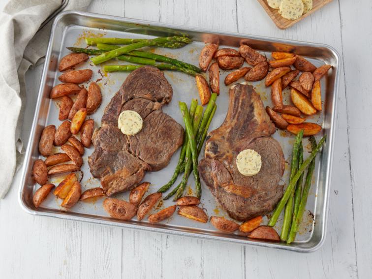 RibEye Steaks with ThymeShallot Butter, Paprika Potatoes and