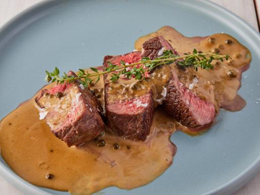 Steak au Poivre (Filet in Green Peppercorn Sauce) Recipe | Ben Robinson ...