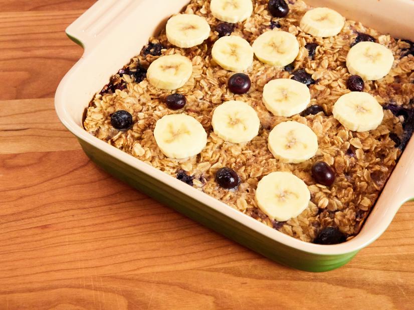 Baked Blueberry Banana Oatmeal, as seen on Food Network Kitchen Live.