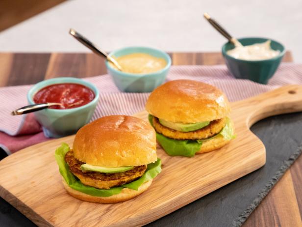 Chickpea Burgers beauty, as seen on Food Network Kitchen Live.