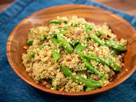 Quinoa with Snap Peas and Pepita-Mint Pesto